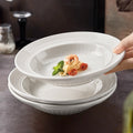 Nordic Minimalist White Ribbed Ceramic Plate Set (3PCS) | Pasta, Steak & Dessert Serving Plates