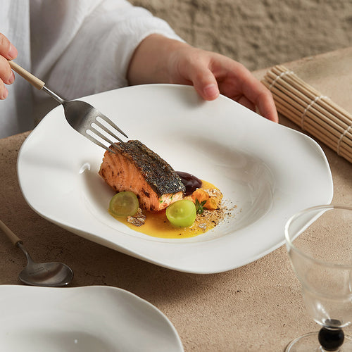 Nordic Minimalist Irregular Ceramic Dinner Plate | Creative Plating Plate for Fine Dining
