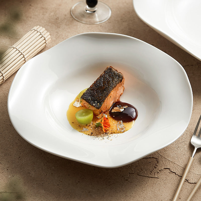 Nordic Minimalist Irregular Ceramic Dinner Plate | Creative Plating Plate for Fine Dining