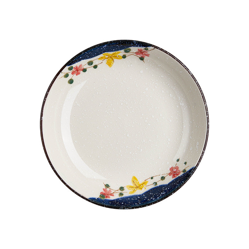 Japanese Hand-Painted Ceramic Small Plate Set | Vintage Dessert & Sushi Dish Set (5 pcs)